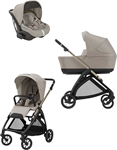 TRIO SYSTEM 4 ELECTA BATTERY BEIGE CON SEGGIOLINO DARWIN E TELAIO IRIDIO BLACK 