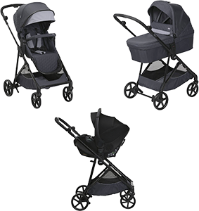 TRIO SEETY BOSTON GREY CON SEGGIOLINO KORY ESSENTIAL BLACK
