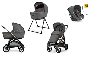 TRIO SYSTEM4 APTICA VELVET GREY CON SEGGIOLINO DARWIN RECLINE