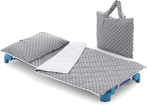 SET TRAPUNTATO PER BRANDINA ASILO CON BORSA A POIS GREY