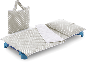 SET TRAPUNTA PER BRANDINA ASILO CON BORSA POIS TORTORA