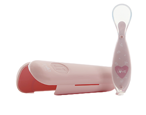 CUCCHIAIO ROSA CON VENTOSA E CUSTODIA