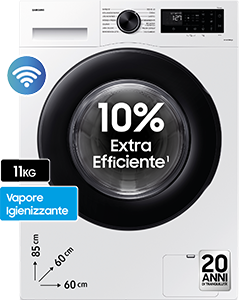 Lavatrice 1.400 giri Crystal Clean WW11DG5B25AE
