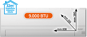 CLIMATIZZATORE MONO SPLIT 9.000 BTU MSZBT25VGKIT SERIE BT