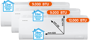 CONDIZIONATORE TRIAL 9.000 + 9.000 + 12.000 BTU AJ052TX252535KIT SERIE LUZON S2