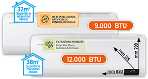CLIMATIZZATORE DUAL SPLIT 9.000 +12.000 BTU SERIE LUZON S2