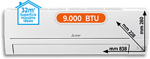CLIMATIZZATORE MONO SPLIT 9.000 BTU SERIE MSZHR25VFKKIT