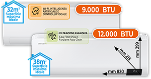 CLIMATIZZATORE DUAL SPLIT 9.000 +12.000 BTU SERIE LUZON S2