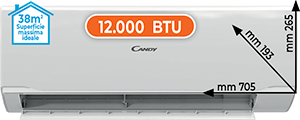 CLIMATIZZATORE MONO SPLIT 12.000 BTU CY12ERKIT SERIE AURA