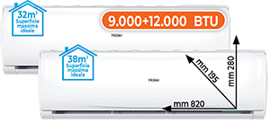CLIMATIZZATORE DUALSPLIT 9.000+12.000 BTU H2U14TAAOUT0912HASTAAKIT SERIE TRENDY