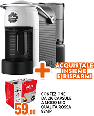 MACCHINA CAFFÈ ESPRESSO A MODO MIO JOLIE EVO + CONFEZIONE DA 216 CAPSULE A MODO MIO QUALITÀ ROSSA 8241P