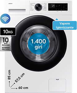 Lavatrice 1.400 giri Crystal Clean WW10FG5U34AE