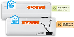 CLIMATIZZATORE DUAL SPLIT 9.000+12.000 BTU SERIE LUZON S2