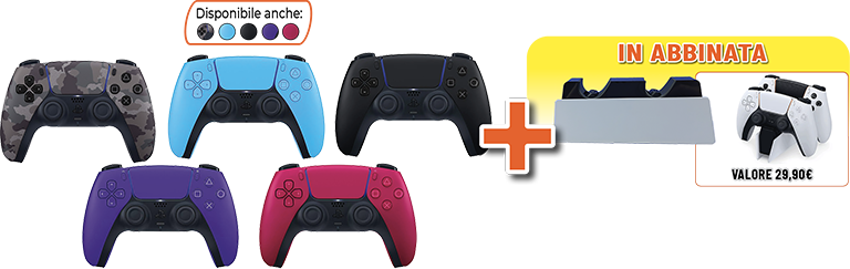 CONTROLLER WIRELESS DUALSENSE V3 PER PS5 + BASE DI RICARICA DUALSENSE PER PS5