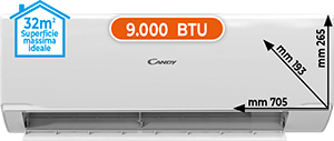 CLIMATIZZATORE MONO SPLIT 9.000 BTU CY09ERKIT SERIE AURA