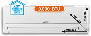 CLIMATIZZATORE MONO SPLIT 9.000 BTU SERIE MSZHR25VFKKIT