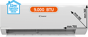 CLIMATIZZATORE MONO SPLIT 9.000 BTU CY09ERKIT SERIE AURA