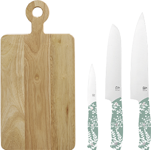 Tábua de Corte + 3 Facas ACTUEL