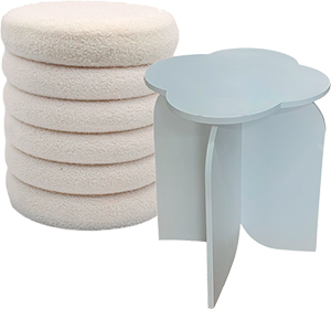 Mesa MDF Branca 38 x 5cm/ Puff Bege 37x 37 x 42 cm ACTUEL