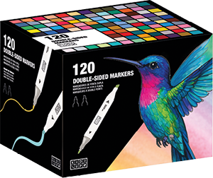 Conjunto 120 Marcadores Ponta Dupla com Bolsa