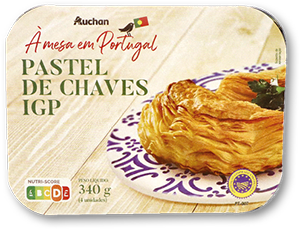 Pastel Chaves IGP AUCHAN À MESA EM PORTUGAL