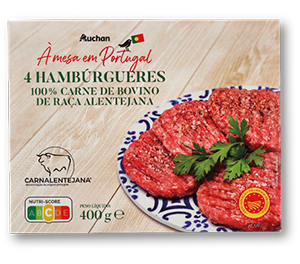 Hambúrgueres 100% Bovino DOP AUCHAN À MESA EM PORTUGAL